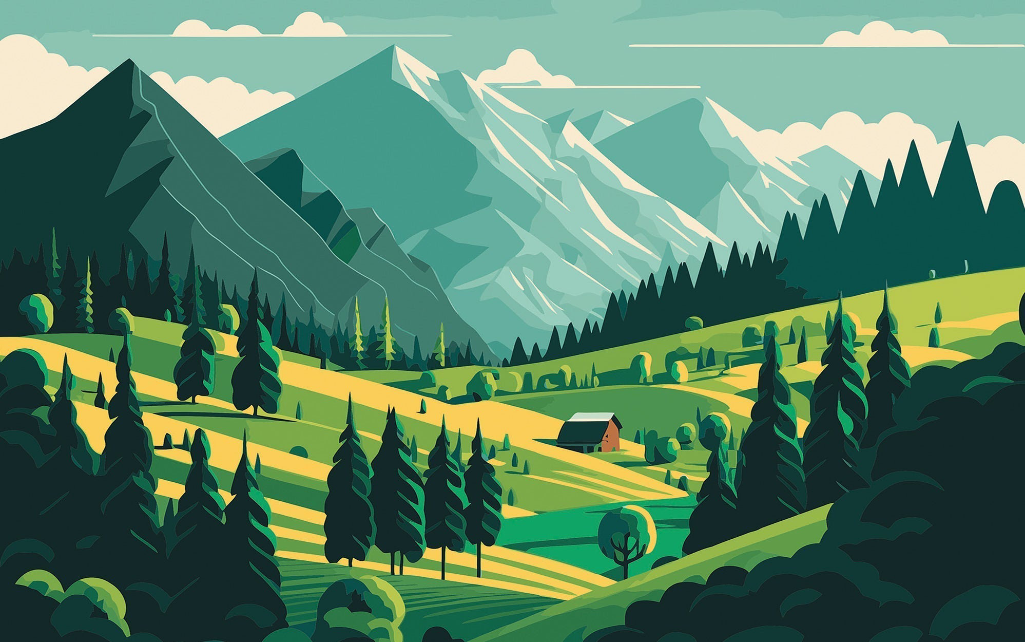 Loon Peak® Premium Peel & Stick Wall Mural - Mountain Landscape | Wayfair