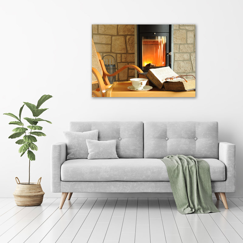 Fireplace - Wrapped Canvas Print