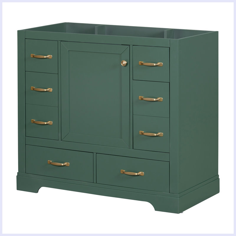 Modern Bathroom Vanity With Multi-Functional Drawer, Green