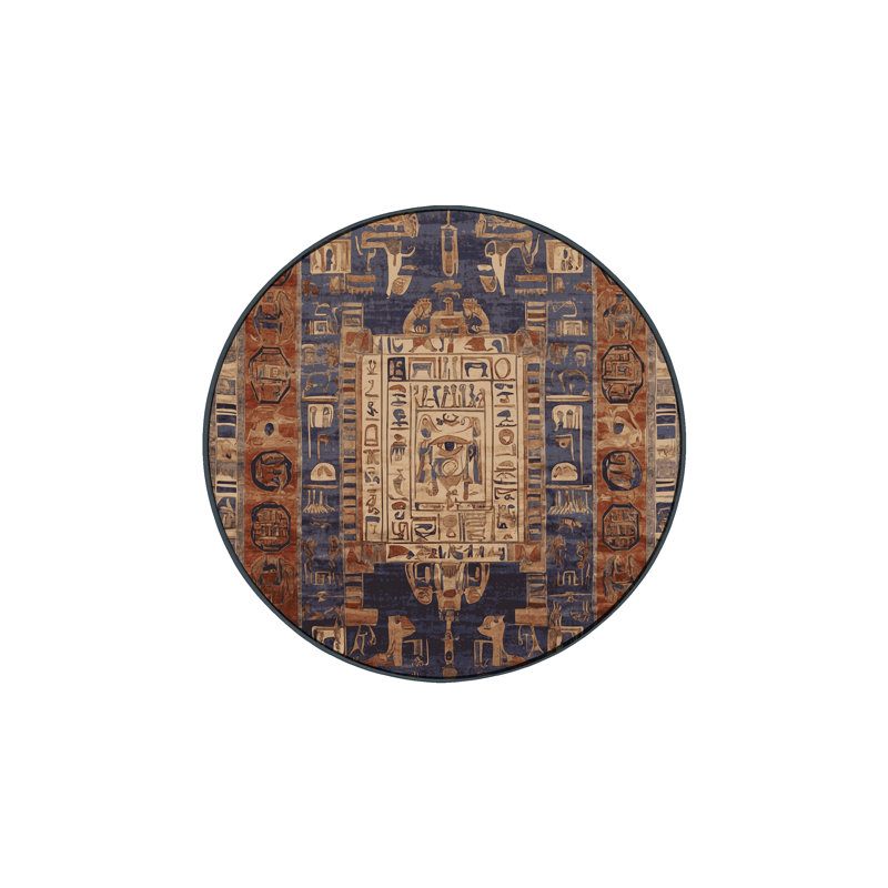 Machine Washable Brown Area Rug, Round 8'