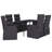  Garden Dining Set Black PE Rattan, Powder-Coated Steel, Glass