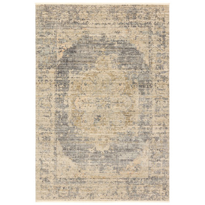 Grube Indoor/Outdoor Medallion Tan/Gray Area Rug (8'6"X11'6")