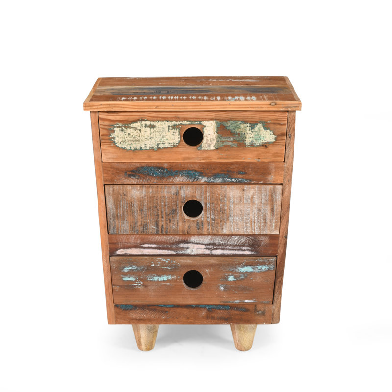 Eco-friendly Rustic Reclaimed Wood End Table With Storage