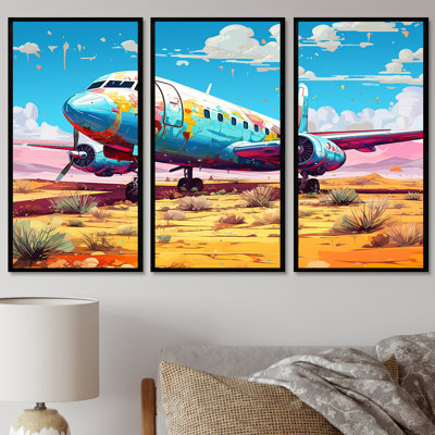 Blue Sky Nostalgia Floral Mourning - Plane Wall Art Print Set