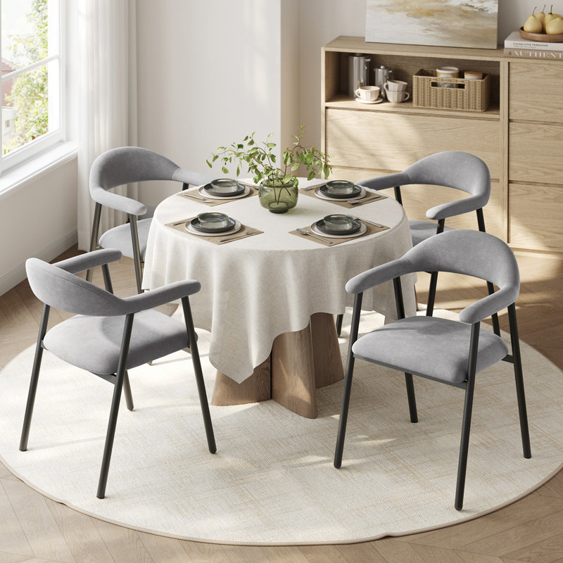 Upholstered Foam Padding Armchair in Grey, 4