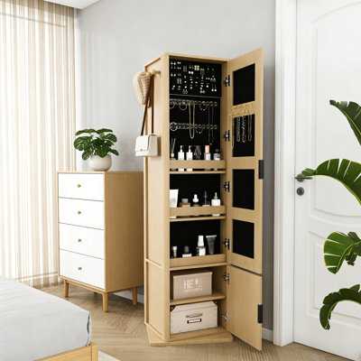 4-in-1 Rotating Jewelry Armoire with Full Length Mirror and Storage