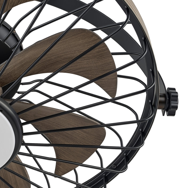 Ventilateur de plafond d'extérieur imperméable 20 "avec lumière DEL à intensité variable et télécommande Fandelier, Bois brun