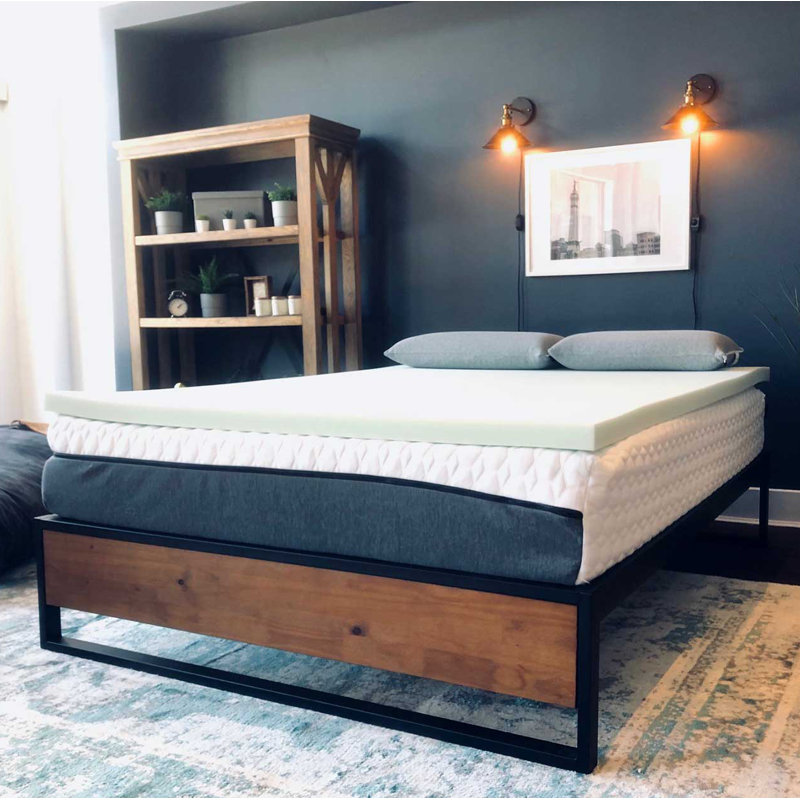 Surmatelas en mousse hybride de taille moyenne, Grand lit, Vert