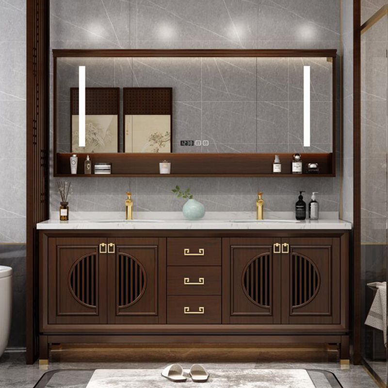 Meuble-lavabo luxueux de style chinois, 74.8"