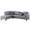Canapé d'angle en L, revêtement en similicuir gris, 3 pièces, idéal pour les soirées cinéma et jeux, siège central rabattable, porte-gobelets, coussins décoratifs, rangement assorti, structure solide, rembourrage en mousse, ressorts noués à la main en 8 points.