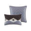 Couette double de 20 cm, de couleur bleue, garnissage épais, envers en microfibre douce et style rustique contemporain