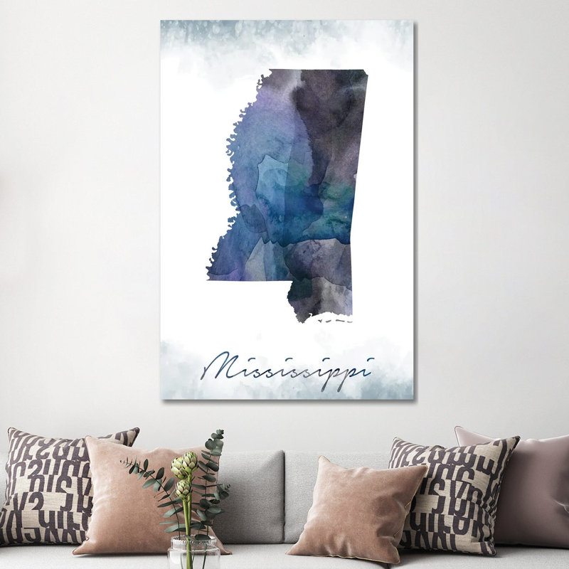 Mississippi State Bluish by WallDecorAddict - Wrapped Canvas Gallery-Wrapped Canvas Giclée, 152.5 cm H x 101.5 cm W