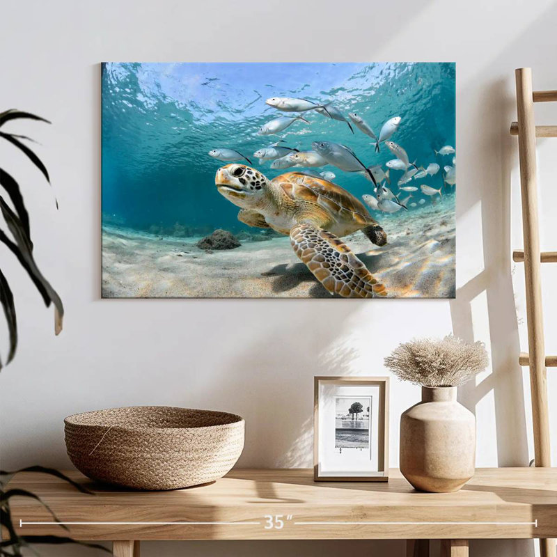 Fish School And Turtle, 16" H x 24" W
