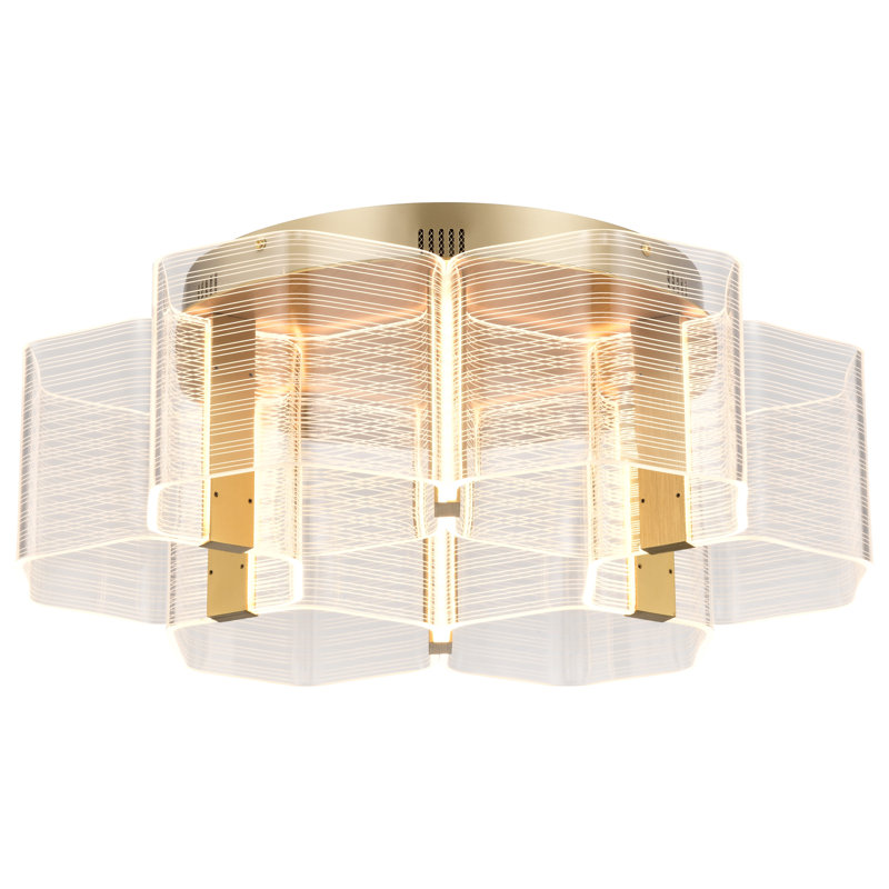 Plafonnier encastré à DEL 5 lumières Kenzo - finition laiton rétro - guide de lumière, H 7,63 po x l 20,50 po x P 20,50 po, 6