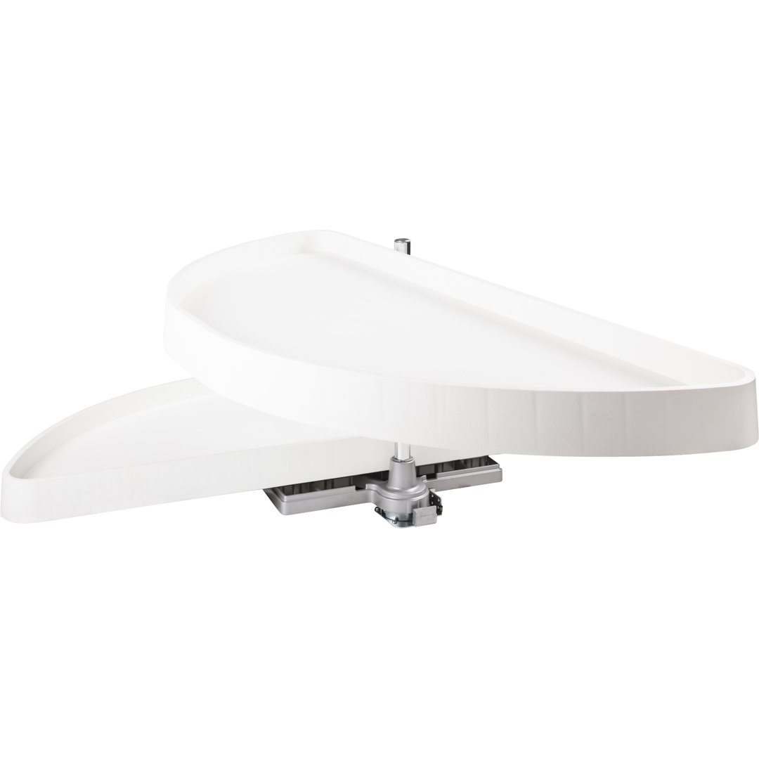 32" Half-Moon Lazy Susan Set with White Plastic Trays Hardware Resources 