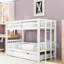 Lit superposé simple au-dessus d'un lit simple en bois avec lit gigogne convertible-669047275