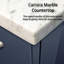 Meuble-lavabo bleu marine avec comptoir en marbre Miroir à DEL - Teinture grattée, rangement spacieux pour garde-robe, ensemble de porte