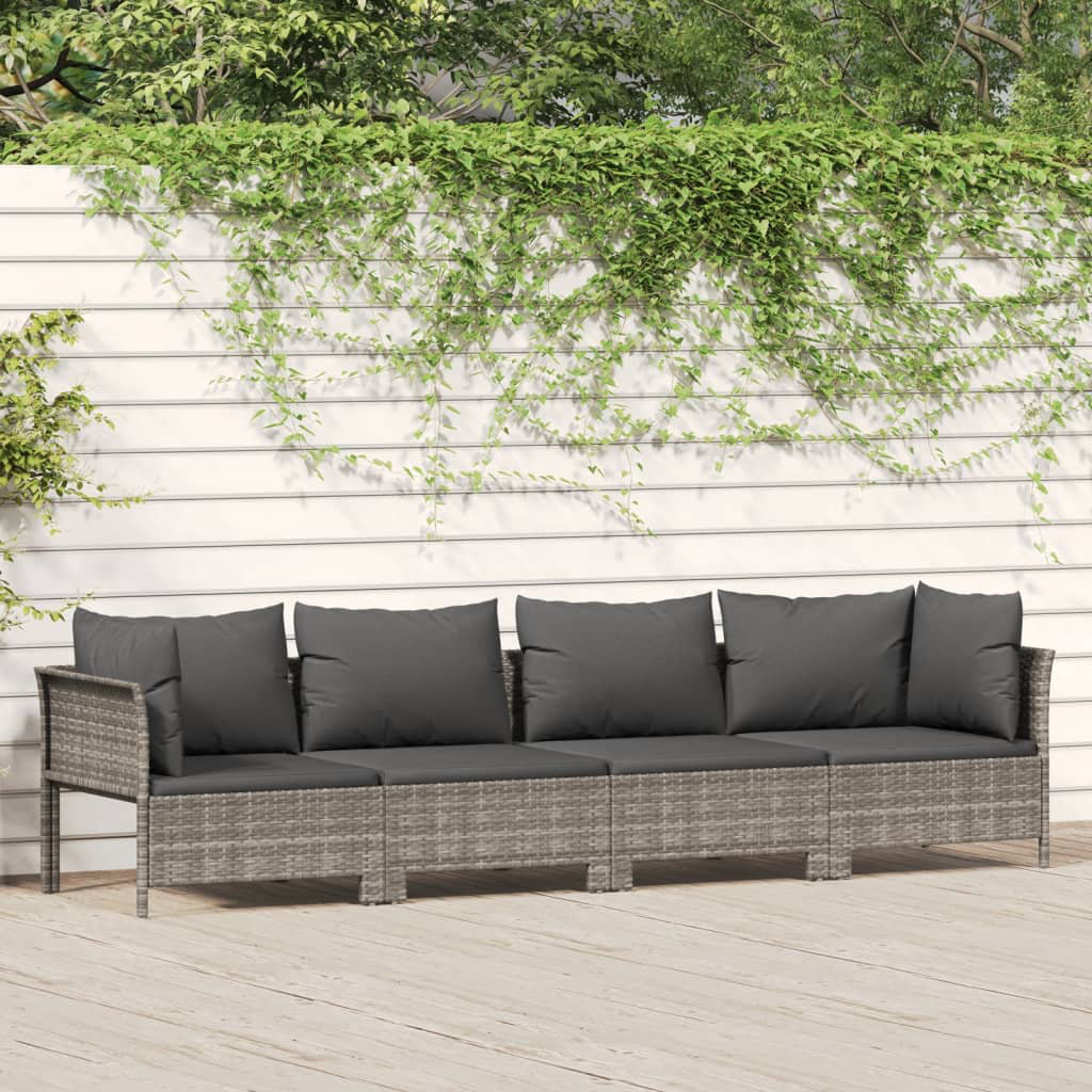 4-Sitzer Lounge-Set Gallitzin aus Rattan mit Polster