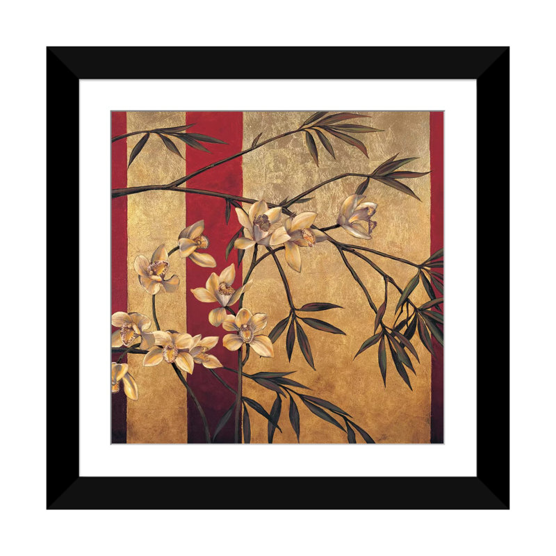 «Orchid Screen», reproduction d'art sur toile, H 16 po x l 16 po x P 1 po, Papier avec cadre noir, Blanc