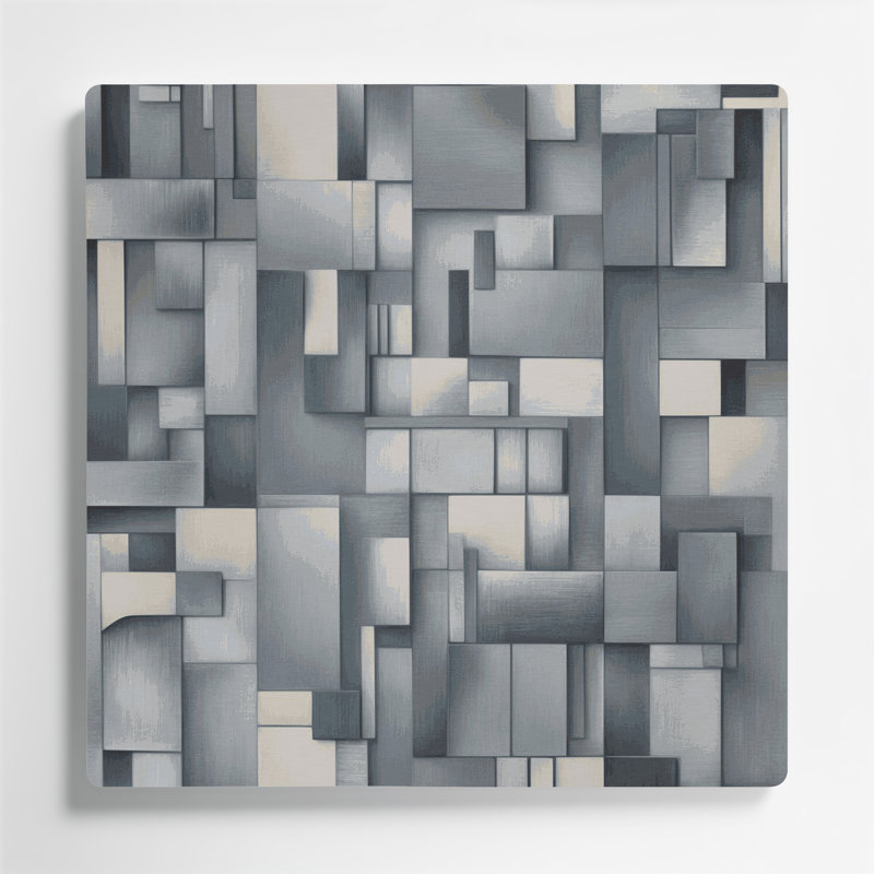 Abstrait, art mural gris en métal 89, H 12 po x l 12 po