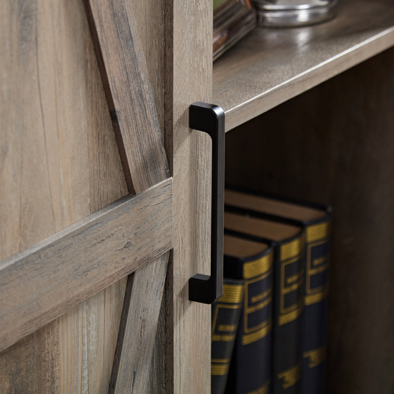 Versatile Tall Storage Cabinet With Barn Door Design, Ideal For Organizing And Decorating Your Space., Grey Wash