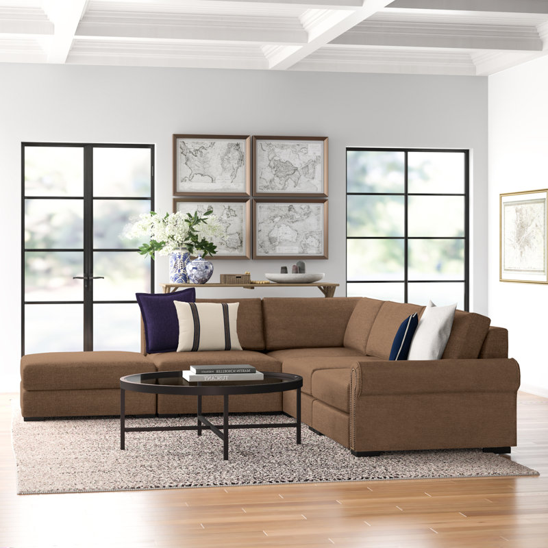 Mosely Upholstered L-Shaped Sectional, Off White Revolution®, Left Arm Facing, L-Shape Right Ottoman Facing