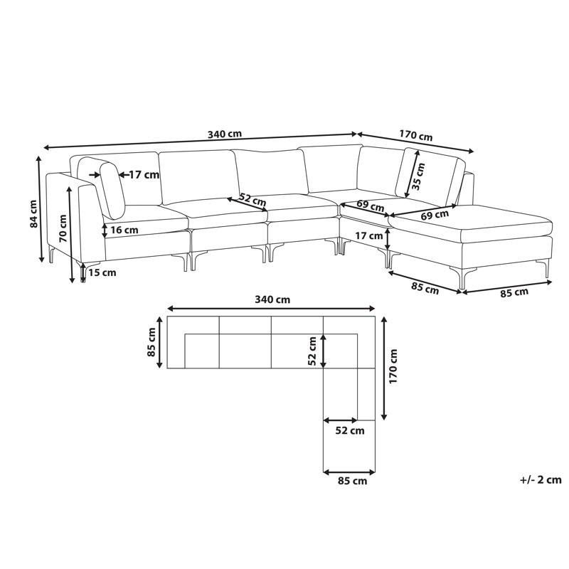 Donita 5 Seater Velvet Corner Sofa , Right Hand Facing, Green