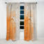Panneau de rideau abstrait, motif occultant en spirale orange et blanc - spirale minimale orange et blanche-1808176577