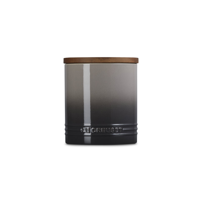 Le Creuset Stoneware Signature Canister With Wood Lid, 1.2 Qt., Marseille, Gray