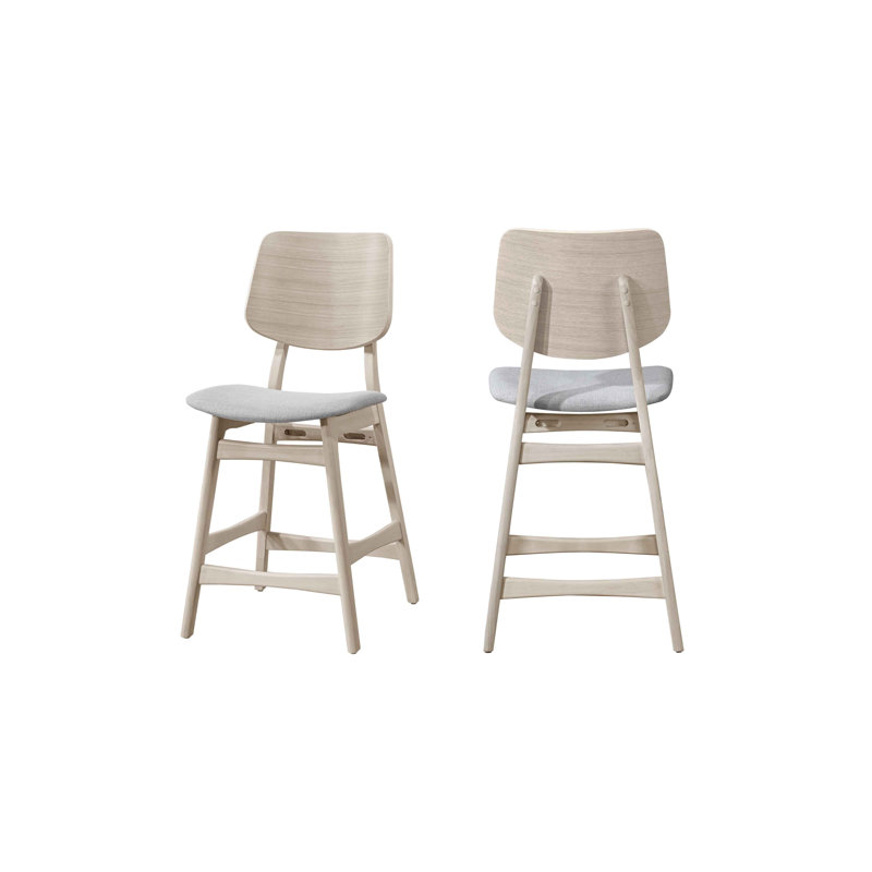 Chaise d'appoint rembourrée en bois Lyan, Gris / Blanc