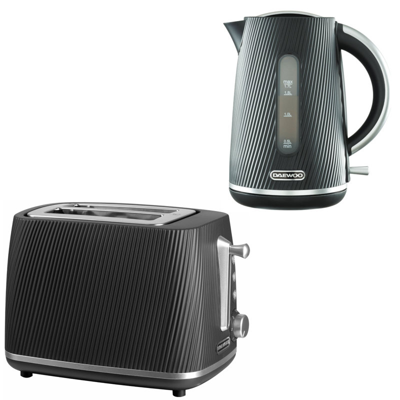 Cascade Ruby Kettle & 2-Slice Toaster Set, Black