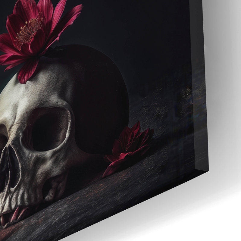 Art mural en verre épique «Fleurs mortes 3» par KIR.DART, 16 po x 24 po