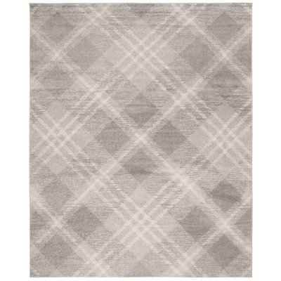 Laceymay Plaid Light Grey/Ivory Area Rug