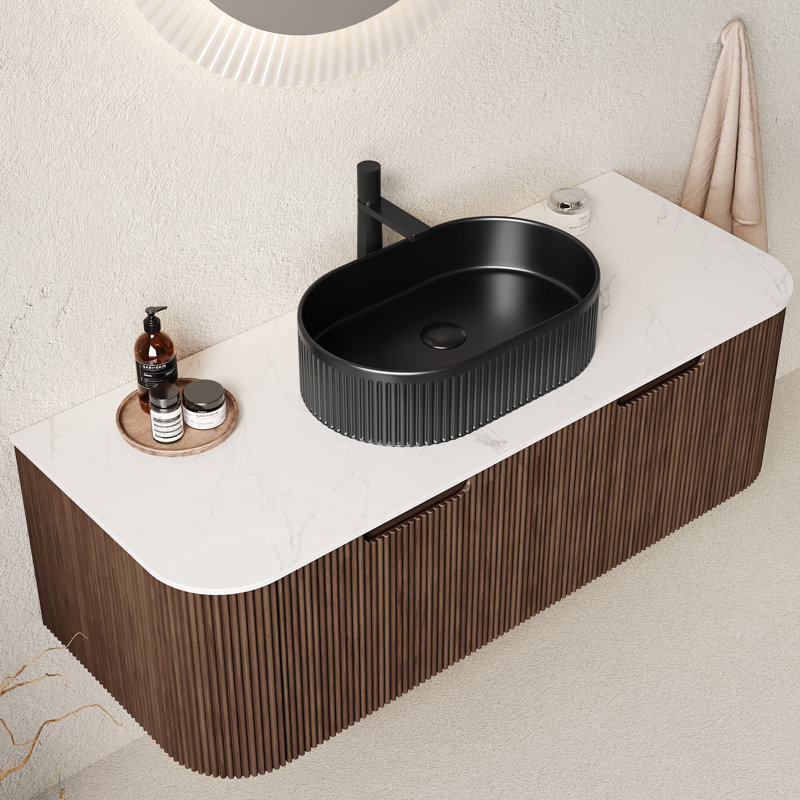 Meuble-lavabo et lavabo de salle de bain 48 po Dina, Oval, 48", Noir
