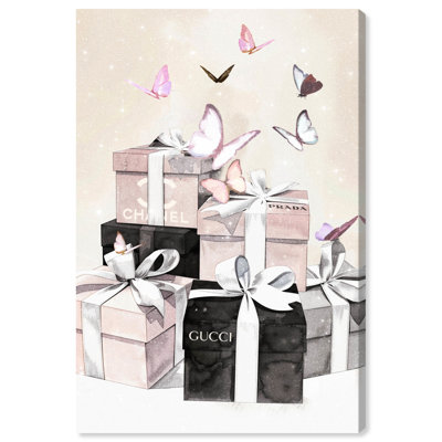 Illustration de mode sur toile, "Butterflies Gift Boxes" par Art Remedy