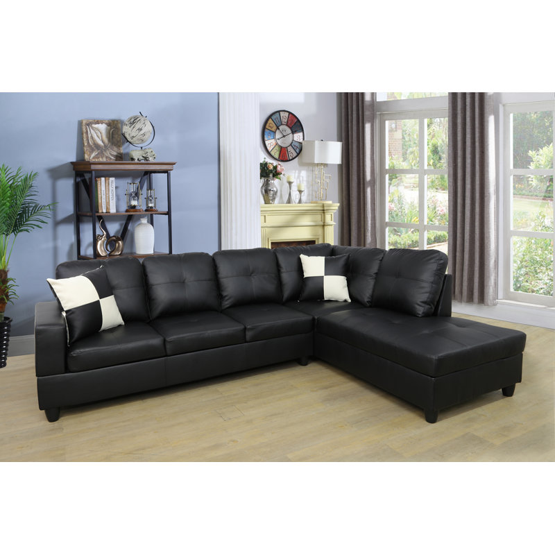 Munjor Faux Leather L-Shaped Sectional Right Hand Facing