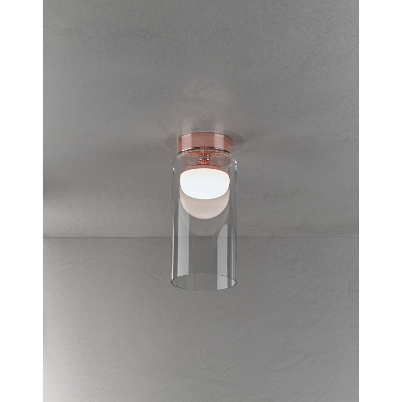 Glass LED Semi Flush Mount, Polished Copper, 41cm H x 18cm W x 18cm D, 3000K