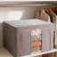 Organisateur 1 pièce en tissu, 66 L avec fenêtre transparente et poignées doubles pour vêtements, literie et jouets, gris