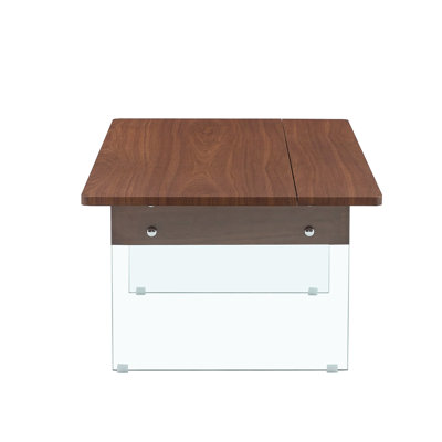 43.3-Inch Lift-Top Coffee Table With Storage Cabinete,Small Rising Glass Dining Center Tables With Storage Shelf And Hidden Compartment -  Latitude Run®, 92E6C5B1F7AF4F60844E77616E3F6566