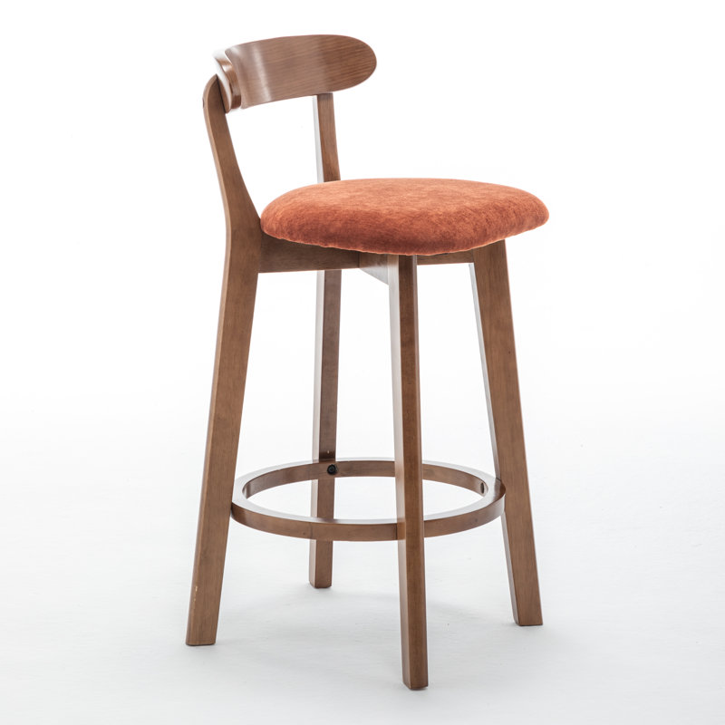 Nordic Solid Wood Bar Stool, Orange