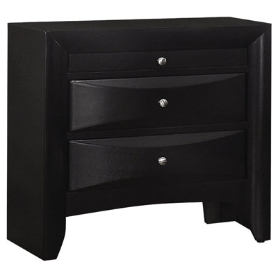 Vollenhove Black 2-Drawer Nightstand With Pull-Out Tray