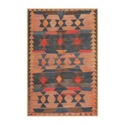 Tapis de zone orange/brun/bleu contemporaine