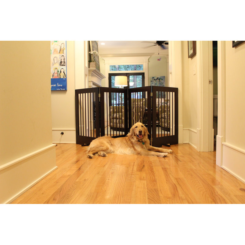 Dewitt 4-Panel Freestanding Pet Gate , Walnut