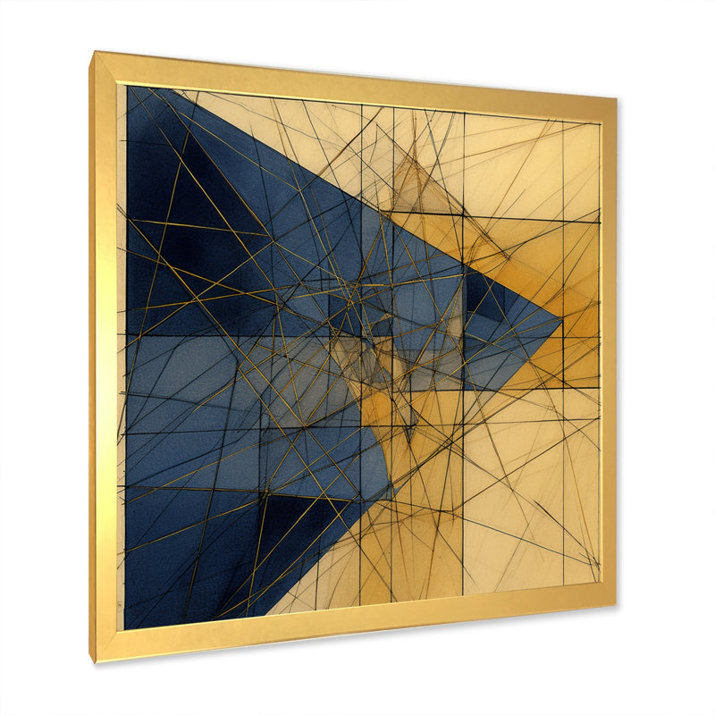 «Minimalist Blue and Gold I», reproduction d'art sur toile, H 20 po x l 12 po x P 1 po, Cadre doré à une seule photo