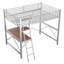 Lit mezzanine double en métal avec bureau et tablette argent