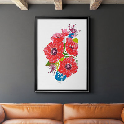 Brilliant Poppies I, reproduction encadrée de qualité supérieure - prête à être accrochée