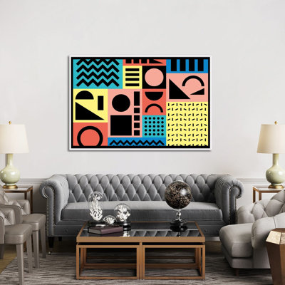 Memphis Pattern 17 - 80s/90s Retro - Wall Art Print - Framed Canvas