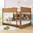 Queen Over Queen Wooden Bunk Bed With Built-In Storage Shelves And Charging Station-1653597802