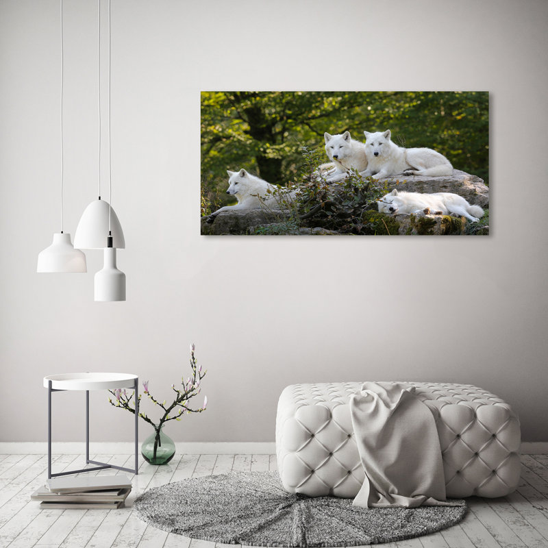 White Wolves Rock - Wrapped Canvas Print
