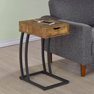 Table d'appoint antique muscade Hi-Tech avec accents bronze industriel